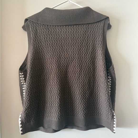 NWT LOFT Lou & Grey Crochet Pointelle Half Zip Sweater Tank top - Picture 8 of 8